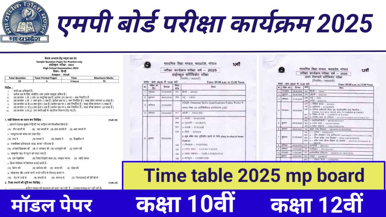 Mp board time table and sample paper